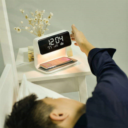 Smart Bedside Lamp with Wireless Charging and Alarm Clock