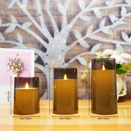 Warm Gray Flicker LED Candle with Timer