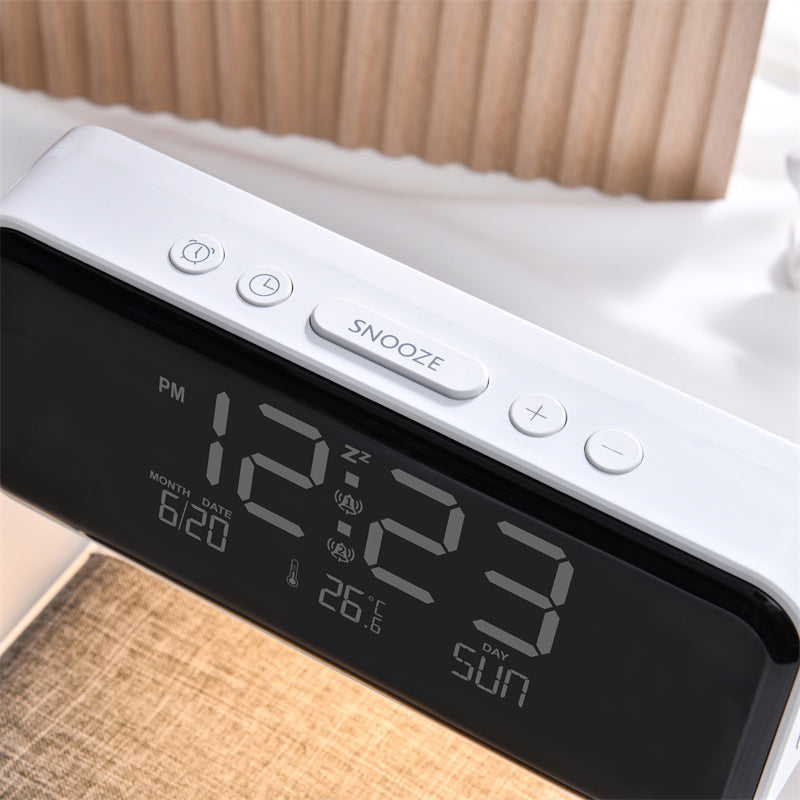 Smart Bedside Lamp with Wireless Charging and Alarm Clock