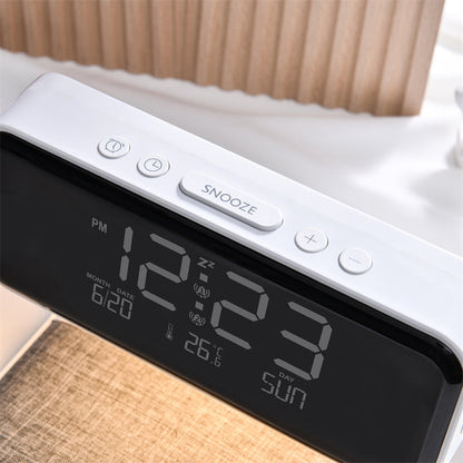 Smart Bedside Lamp with Wireless Charging and Alarm Clock