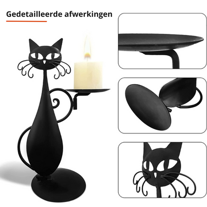 Dark Cat Figurine Candle Holder