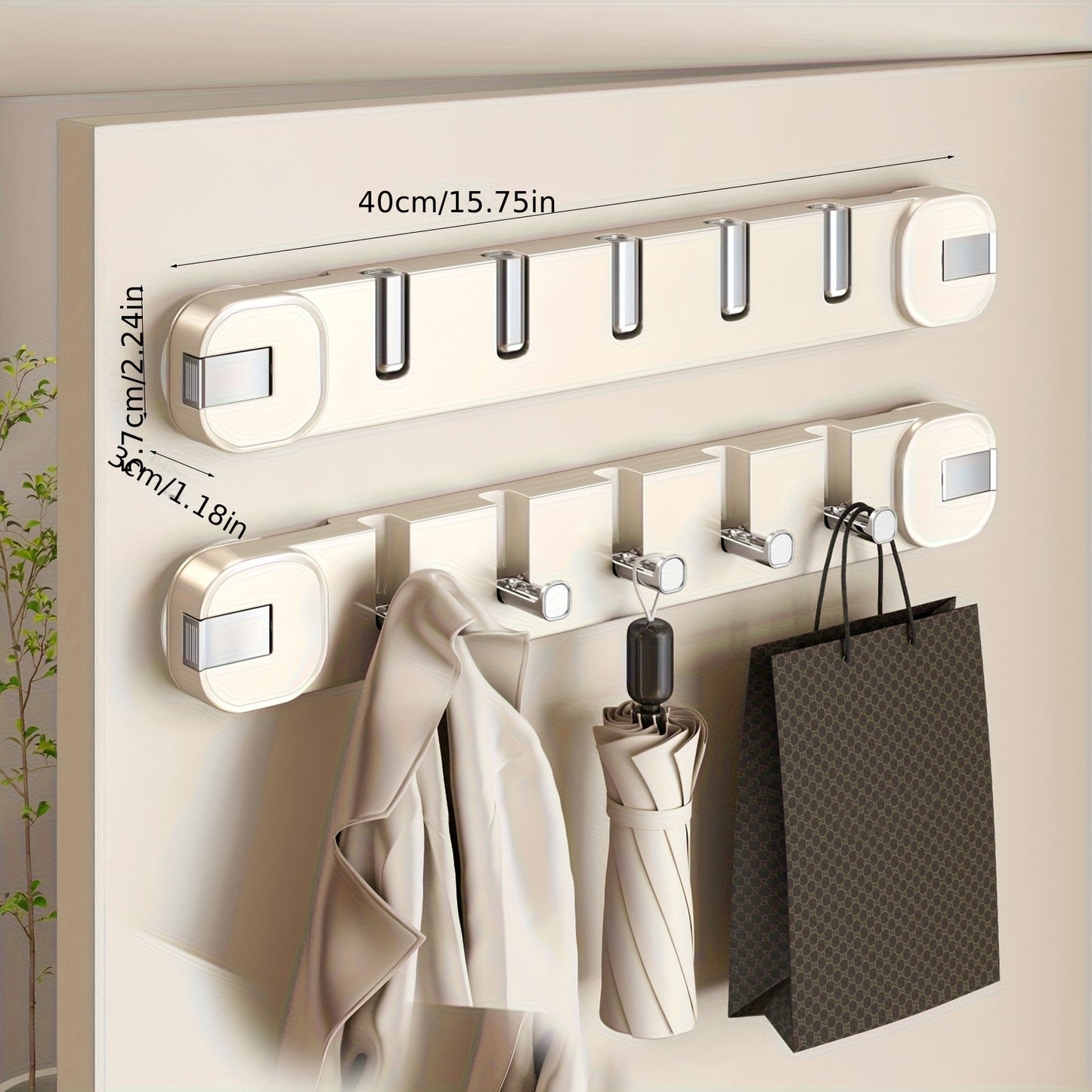 Easy Install Wall Hook Panel 5 Hook Storage Rack - Befez