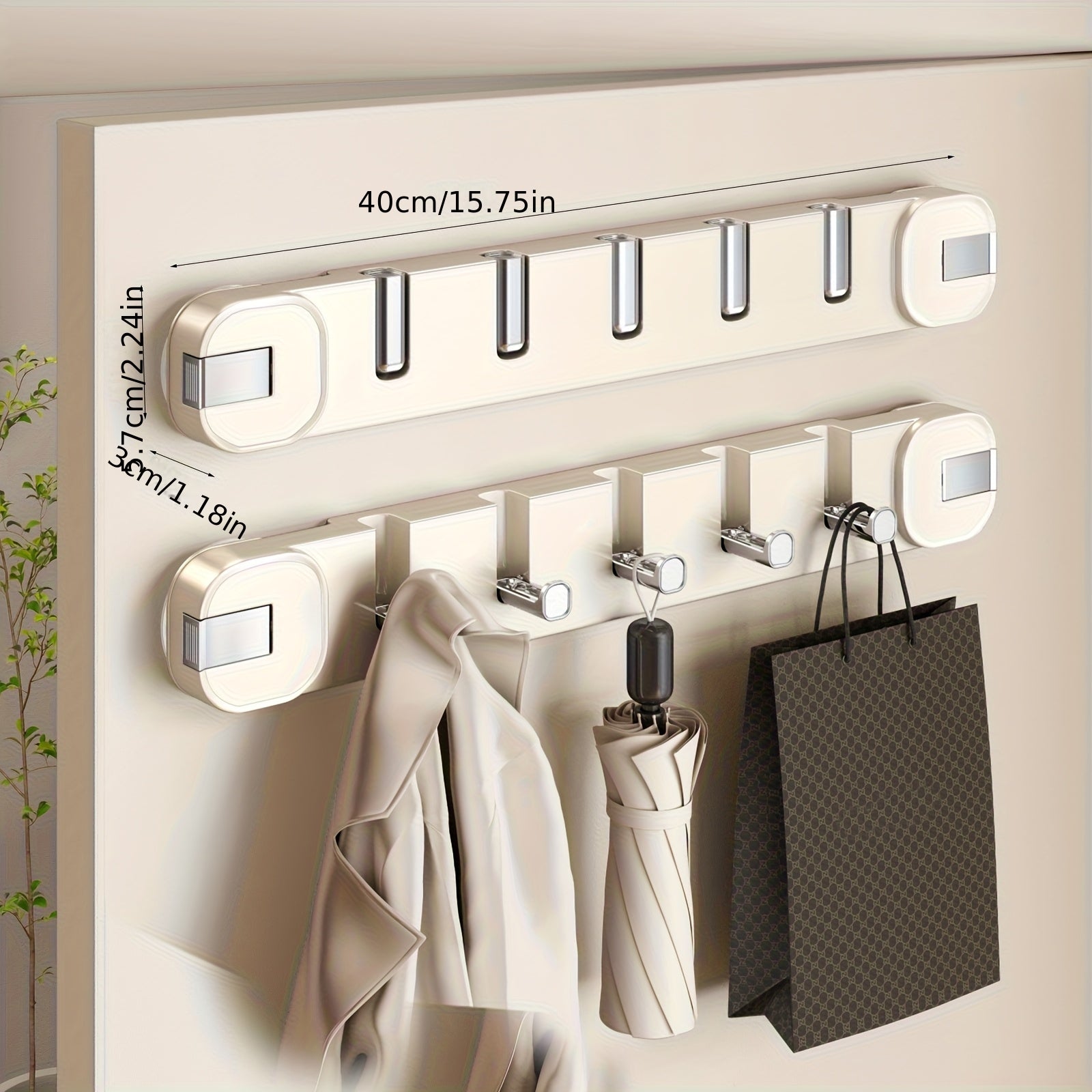 Easy Install Wall Hook Panel 5 Hook Storage Rack - Befez