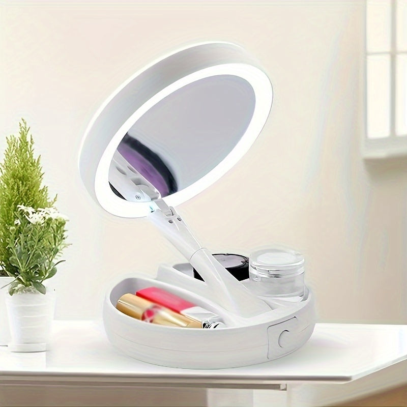 Compact LED Travel Makeup Mirror