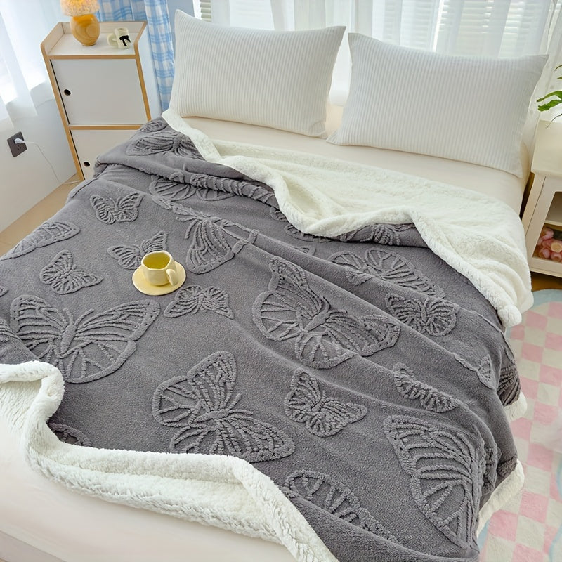 Plush Fleece Throw Blanket with Colorful Butterfly Pattern - Befez