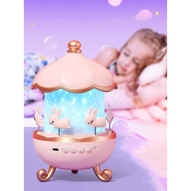 Colorful Kids 360° Rotating Bunny Night Light Projector