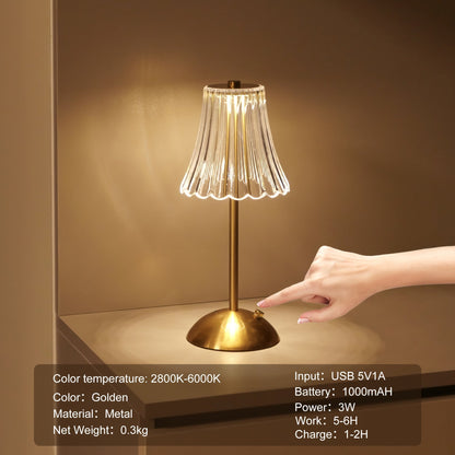 Luxury LED Crystal Desk Lamp with Touch Control
