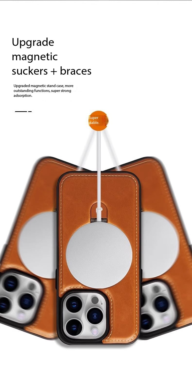 Premium Leather Phone Case with Strong Magnetic Holder