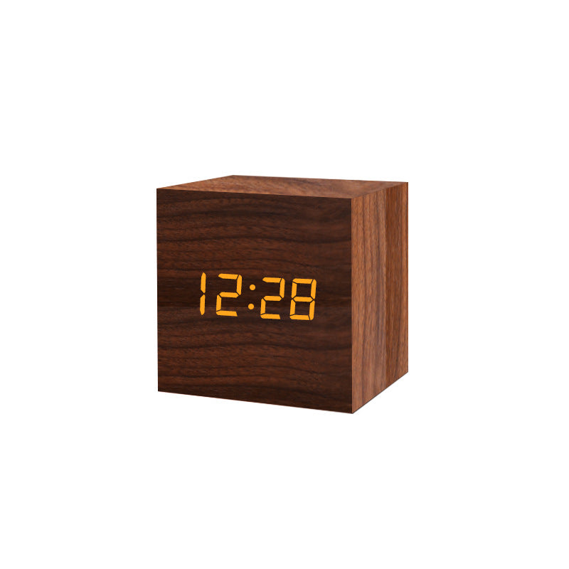 Smart Wood LED Digital Alarm Clock with Sound Control