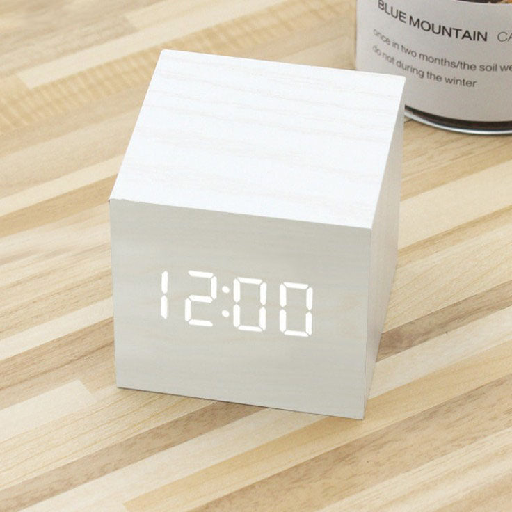 Smart Wood LED Digital Alarm Clock with Sound Control
