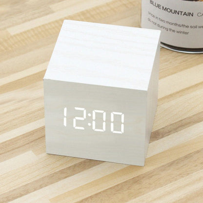 Smart Wood LED Digital Alarm Clock with Sound Control