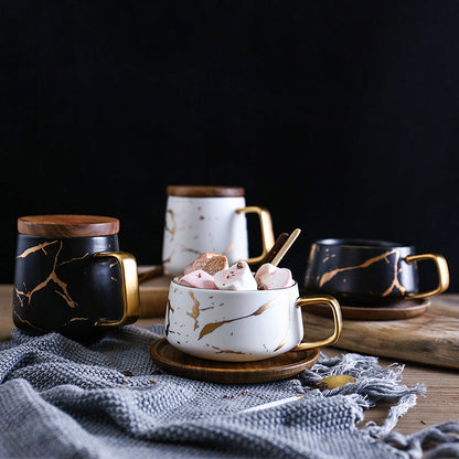Elegant Gold Ceramic Coffee Mug Set - Befez