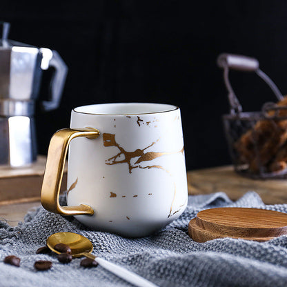 Elegant Gold Ceramic Coffee Mug Set