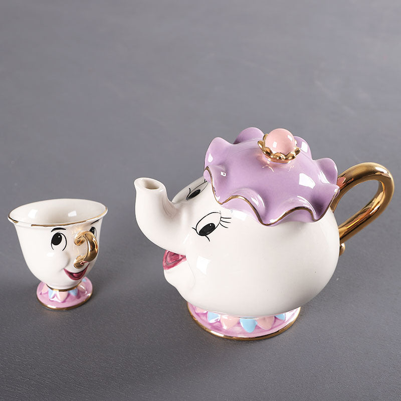 Vintage Gold Teapot Set with Cups