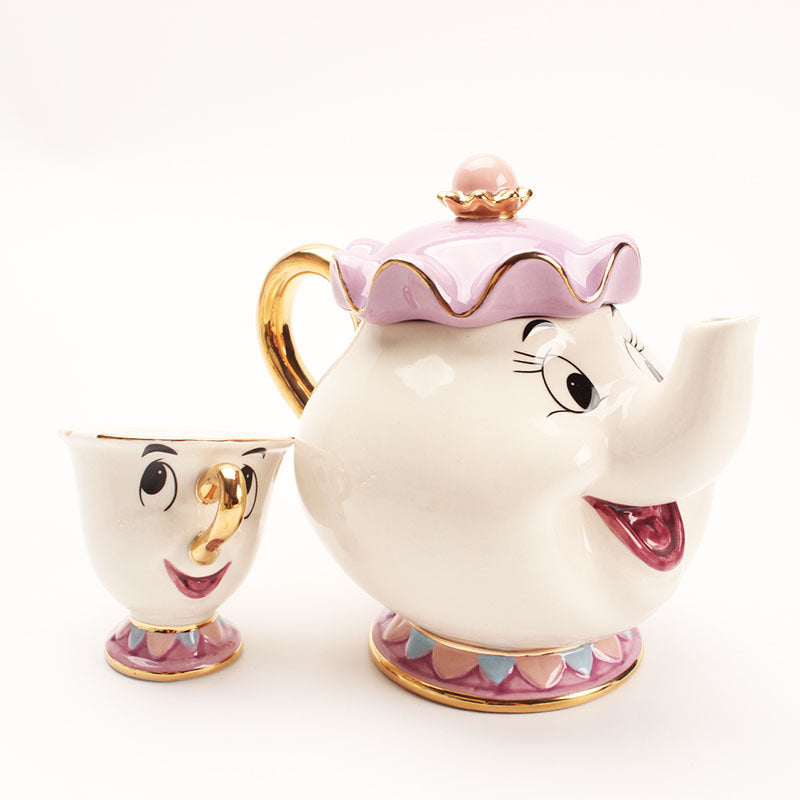 Vintage Gold Teapot Set with Cups