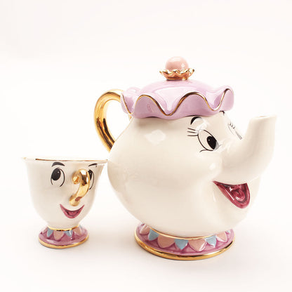 Vintage Gold Teapot Set with Cups