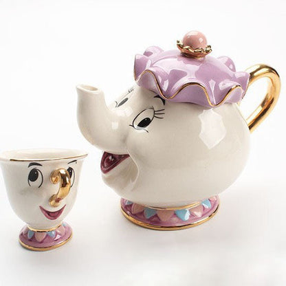 Vintage Gold Teapot Set with Cups