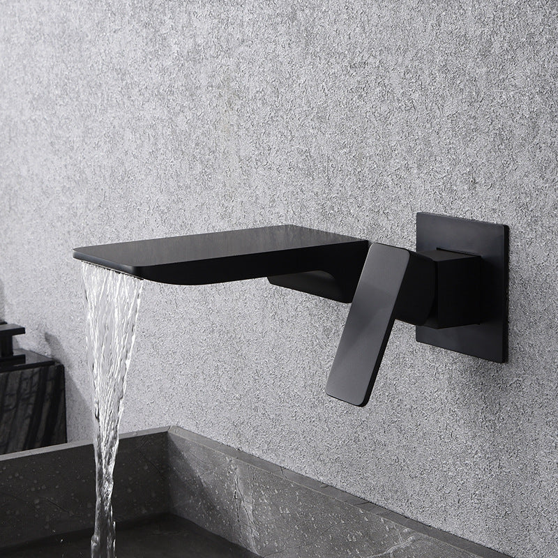Modern Copper Waterfall Faucet Black Sink Basin Mixer Tap - Befez