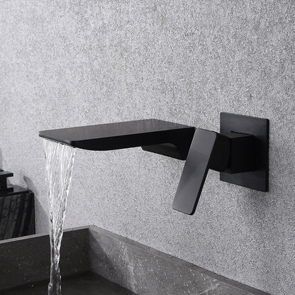 Modern Copper Waterfall Faucet Black Sink Basin Mixer Tap - Befez