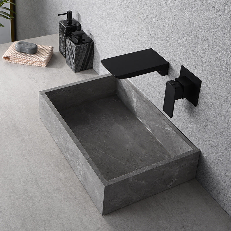 Modern Copper Waterfall Faucet Black Sink Basin Mixer Tap