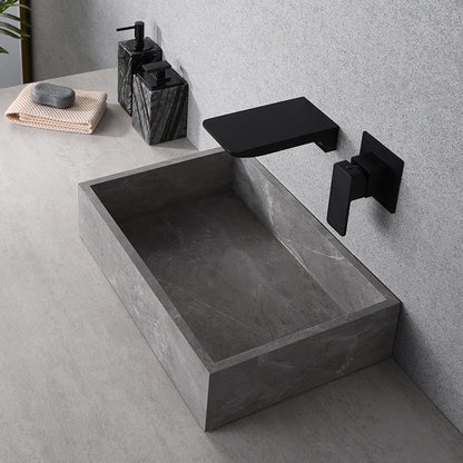 Modern Copper Waterfall Faucet Black Sink Basin Mixer Tap