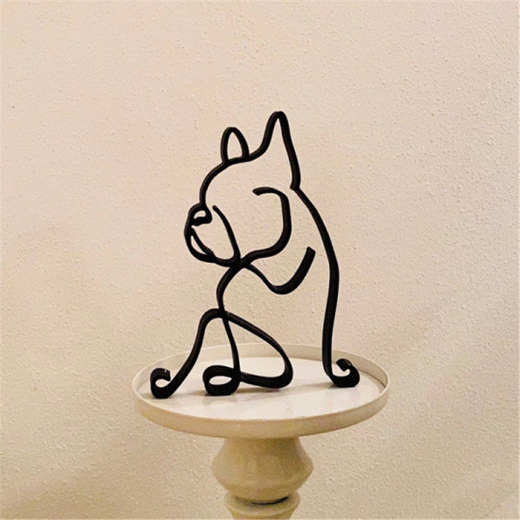 Modern Pet Metal Decor Figurine Statue Home Accent