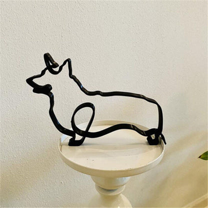 Modern Pet Metal Decor Figurine Statue Home Accent