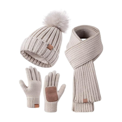 Warm Winter Hat Scarf Gloves Set for Men Women
