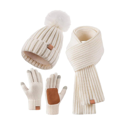 Warm Winter Hat Scarf Gloves Set for Men Women