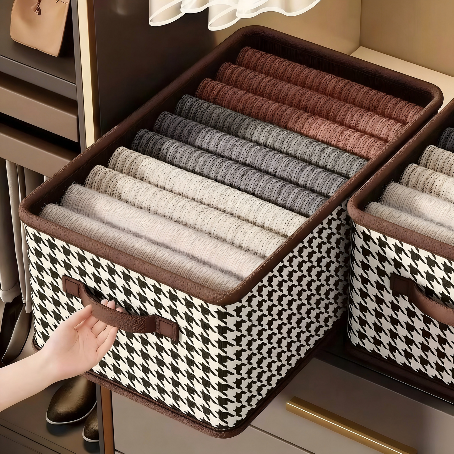 Stylish Houndstooth Storage Container - Befez