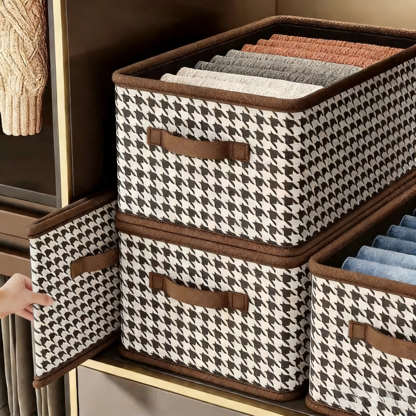 Stylish Houndstooth Storage Container