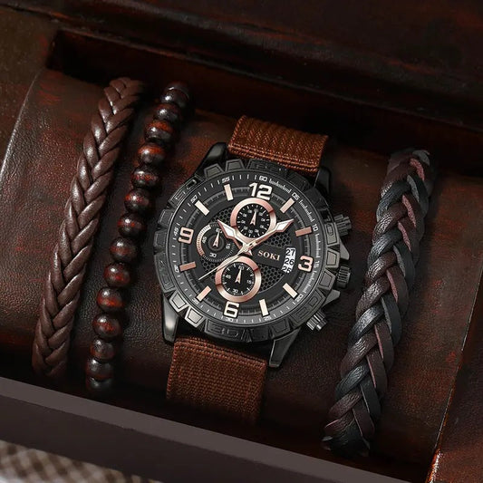 Stylish Leather Watch Set - Befez