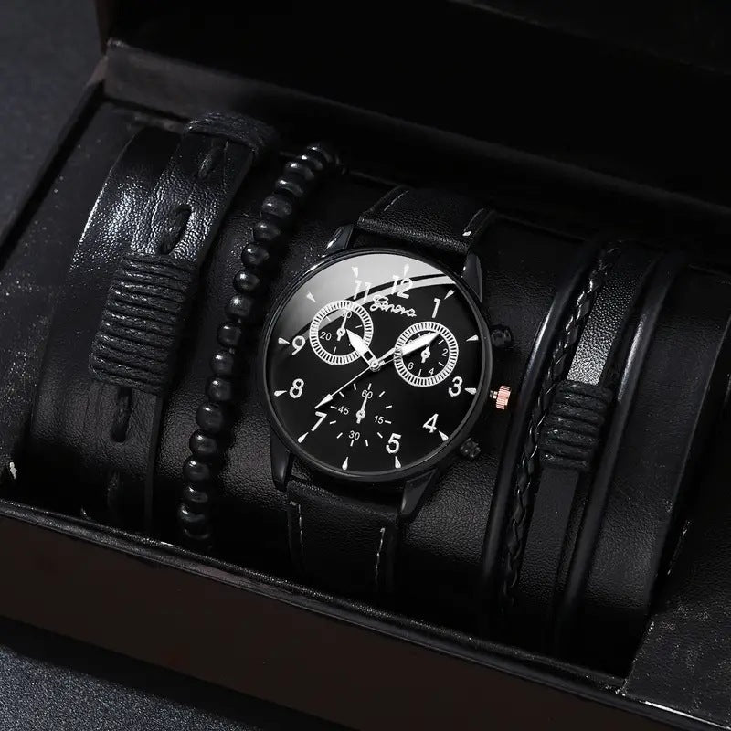 Stylish Leather Watch Set