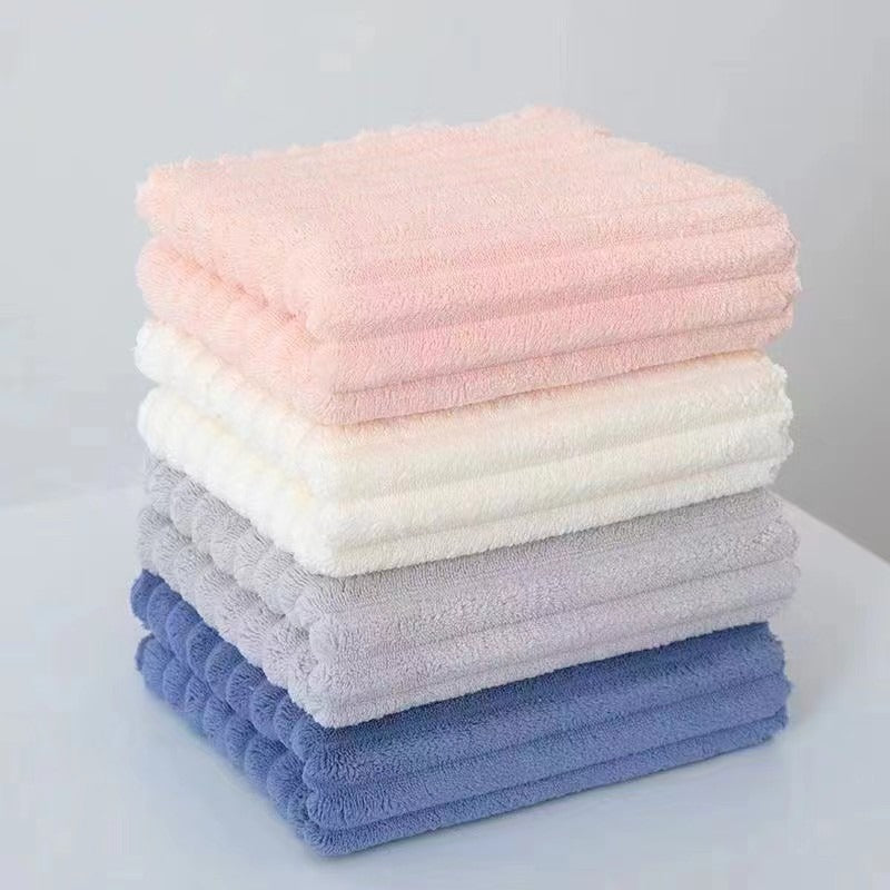 Colorful Striped Plush Bath Towel Set of 2