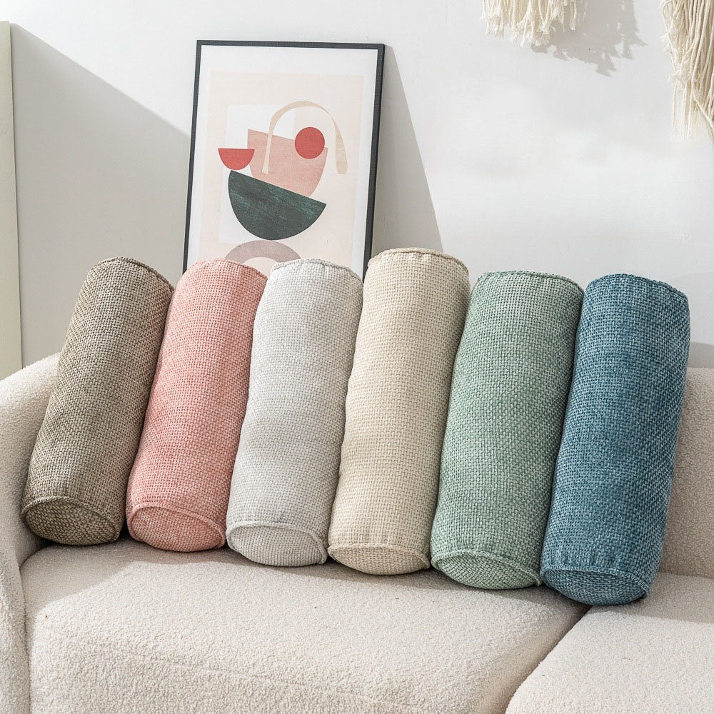 Soft Chenille Bolster Pillow for Neck Support