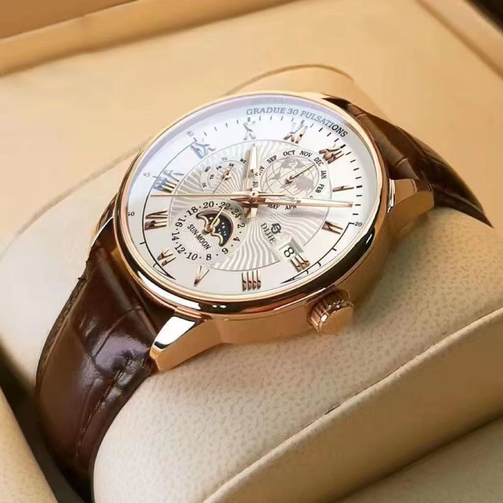 Stylish Men's Automatic Leather Watch