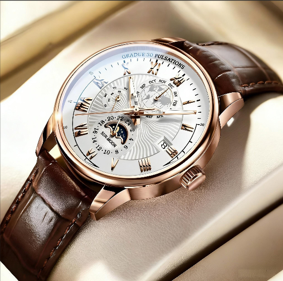Stylish Men's Automatic Leather Watch