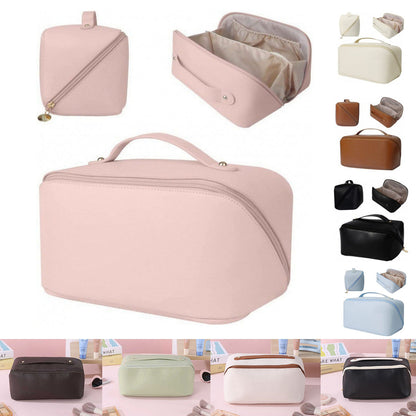 Spacious Travel Makeup Bag Premium PU Leather