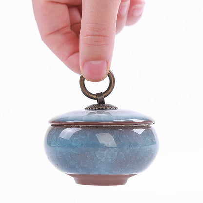 Portable Ceramic Tea Infuser Jar with Unique Crack Pattern