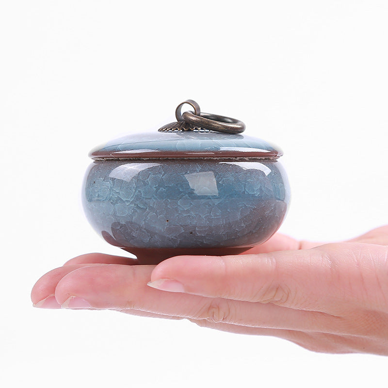 Portable Ceramic Tea Infuser Jar with Unique Crack Pattern