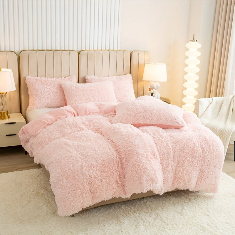 Cozy Soft Plush Duvet Cover Set with Zipper