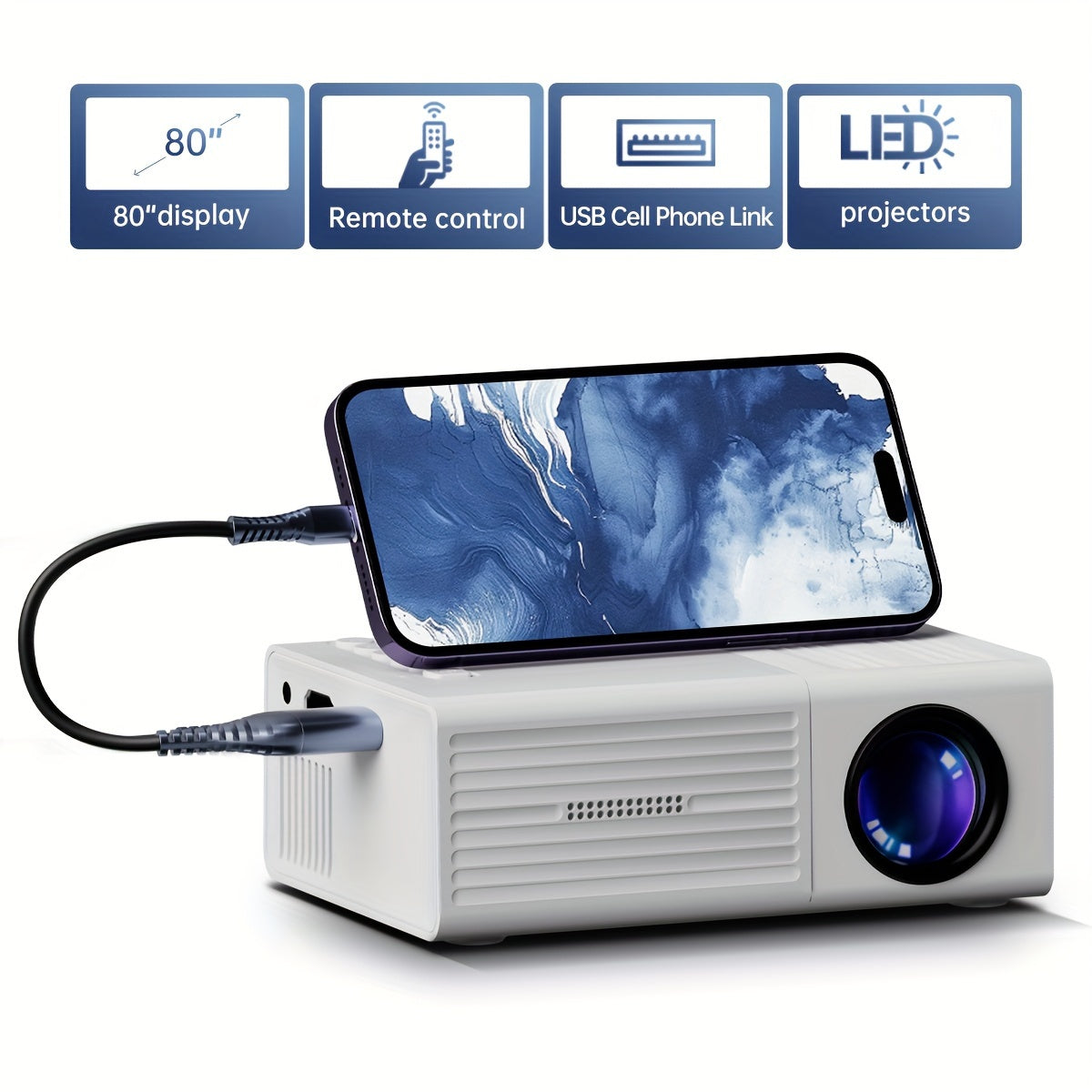 Compact Bright HD Portable Projector 3000 Lumens - Befez