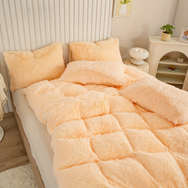 Cozy Soft Plush Duvet Cover Set with Zipper