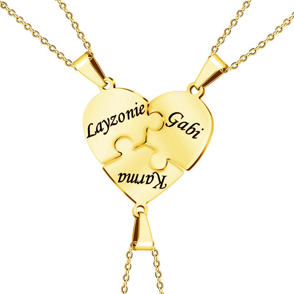 Customizable Love Heart Shaped Puzzle Necklace