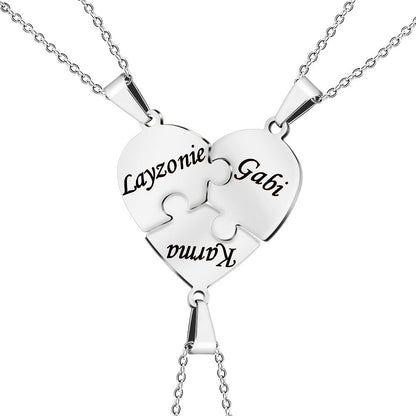 Customizable Love Heart Shaped Puzzle Necklace