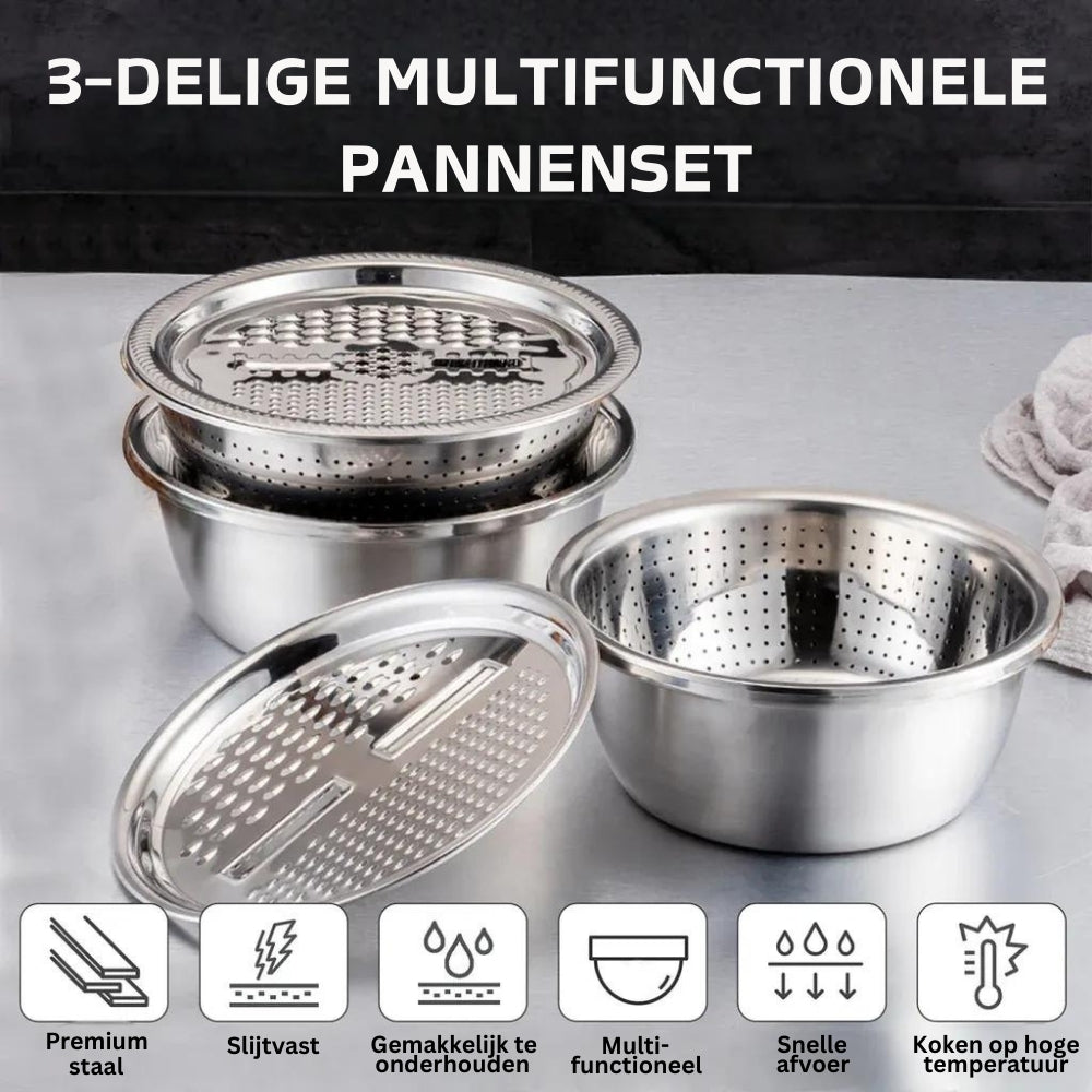 Premium 3-in-1 Stainless Steel Cutting Board