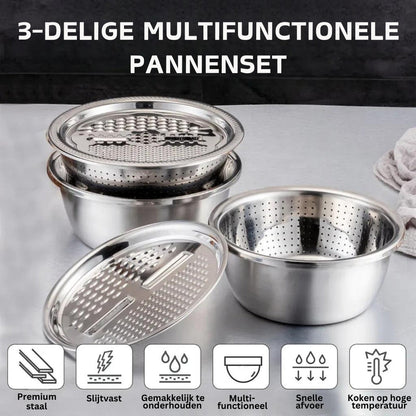 Premium 3-in-1 Stainless Steel Cutting Board