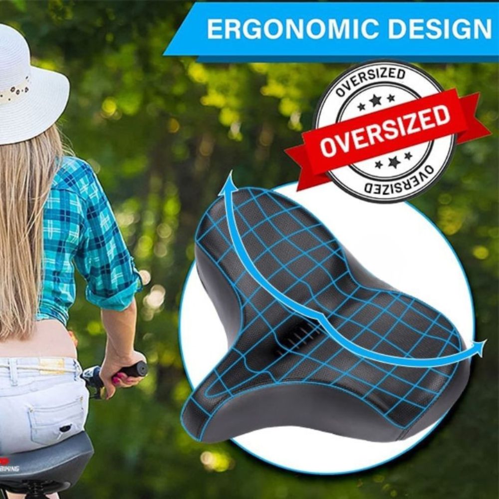 Big Bike Seat With Cushioned Pad and Waterproof Cover