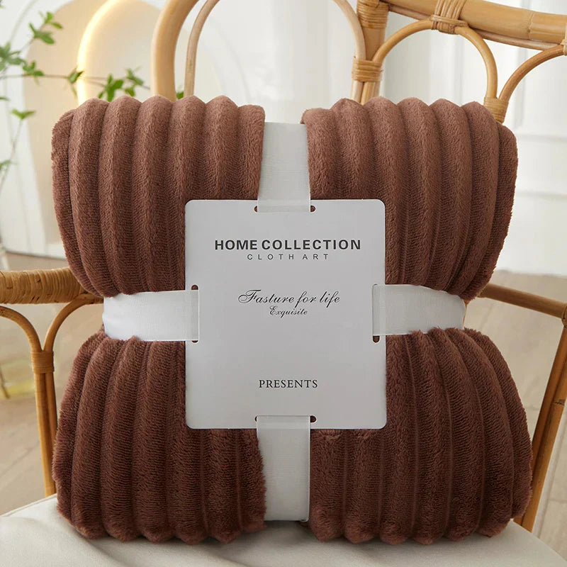Soft Plush Striped Throw Blanket