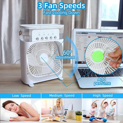 Compact 3-in-1 Fan with Colorful LED Light
